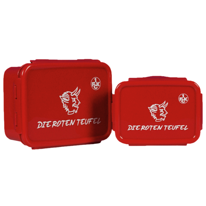 1. FC Kaiserslautern Brotdose - Die Roten Teufel - 2er-Set Brotbüchse | Rot | Frühstücksbox FCK
