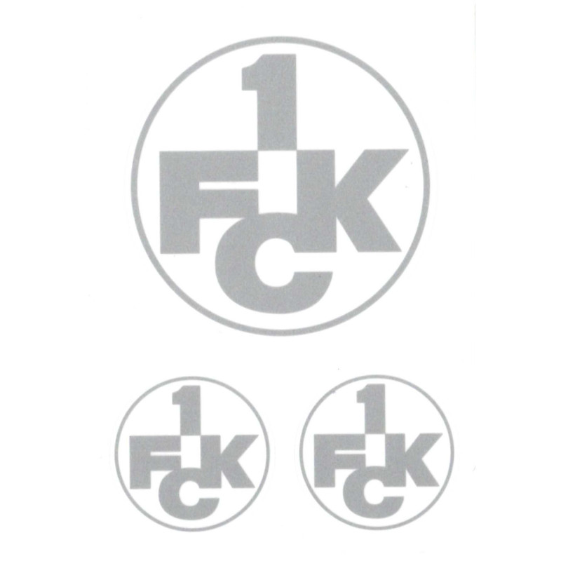 1. FC Kaiserslautern Autoaufkleber - 3er-Set Logo silber - Aufkleber Sticker FCK