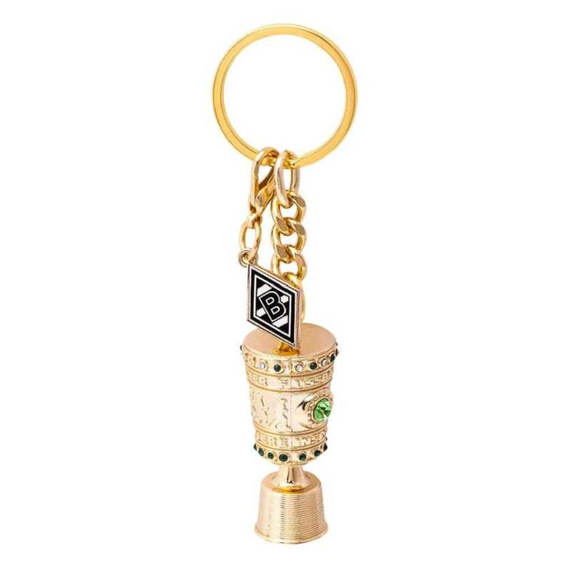 Borussia Mönchengladbach Schlüsselanhänger - 3D DFB-Pokal mit Logo Charm - golden Anhänger BMG