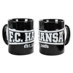 F.C. Hansa Rostock Tasse - Relief Est. 1965 - Kaffeetasse schwarz Becher