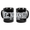 F.C. Hansa Rostock Tasse - Relief Est. 1965 - Kaffeetasse schwarz Becher