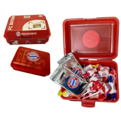 FC Bayern München Brotdose gefüllt mit Süßigkeiten Lunchbox FCB