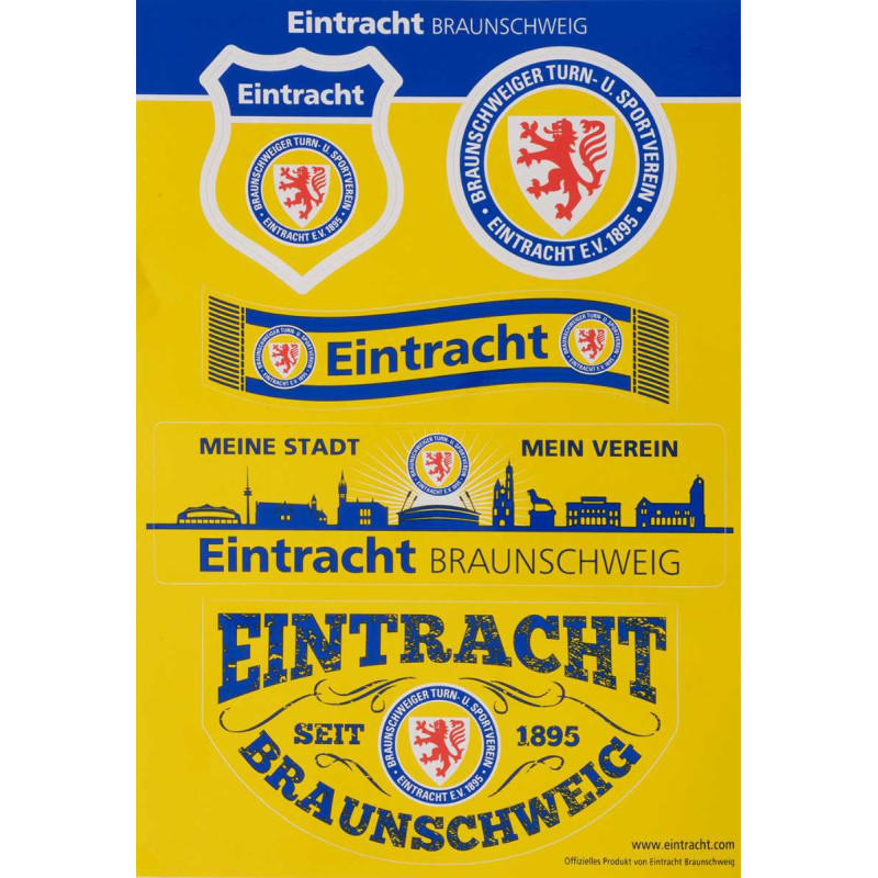 Eintracht Braunschweig Aufkleberbogen - 5 Motive - Aufkleber Sticker BTSV