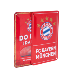 FC Bayern München Metallschild 2er-Set - Logo & dahoam - Blechschild FCB Schild