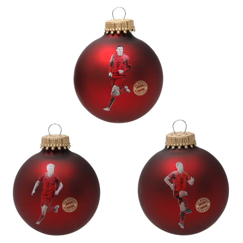 FC Bayern München Christbaumkugel Player 3er Set rot Ø 6 cm Weihnachtskugel FCB