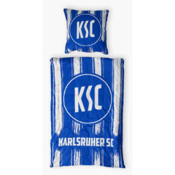 Karlsruher SC Bettwäsche - Streifen -  blau-weiß 2-teilig im Jutebeutel  KSC