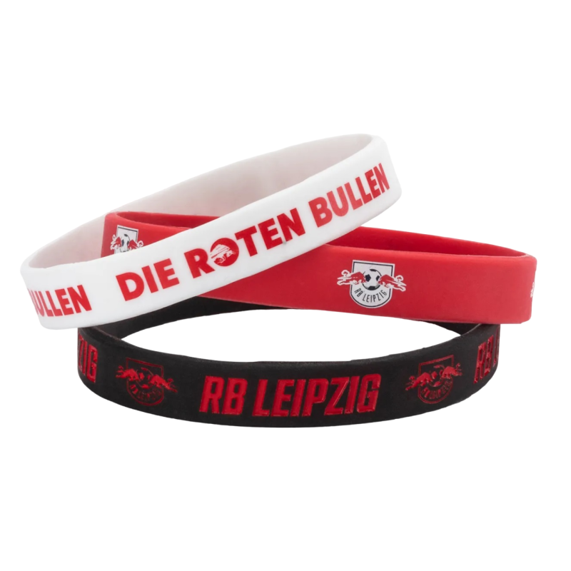 RB Leipzig Armband 3er Set - rot, weiß und schwarz - Silikon Band RBL