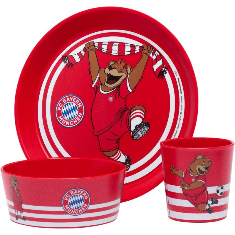 FC Bayern München Berni Kindergeschirr 3-teilig Kleiner Teller + Schale + Becher FCB