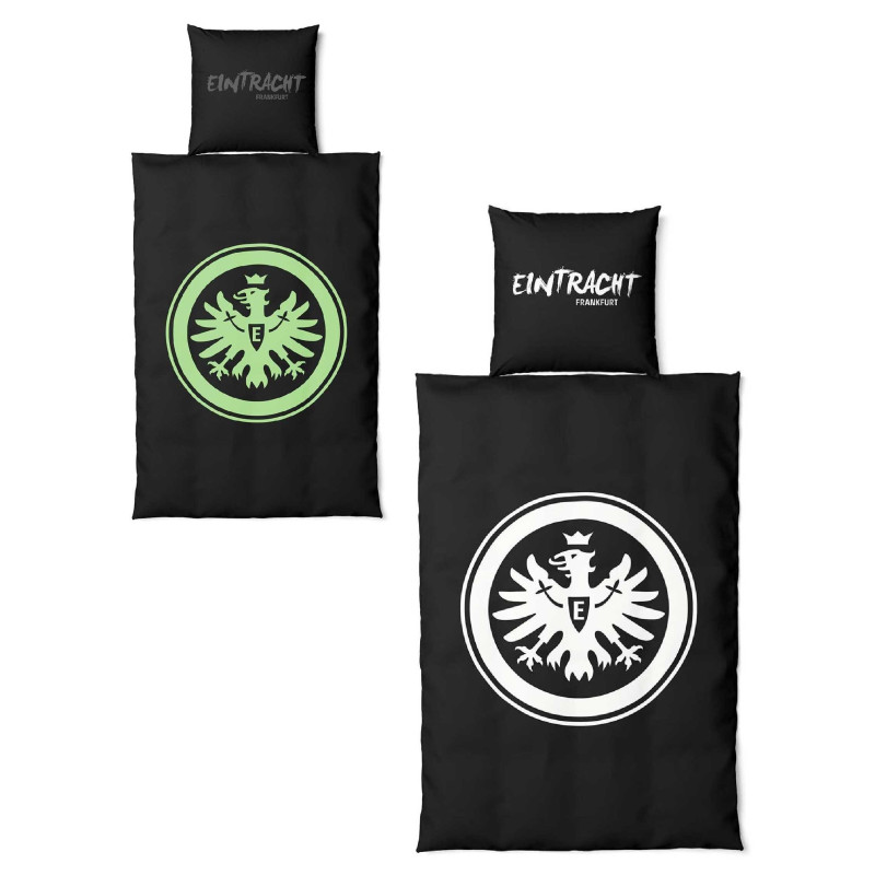 Eintracht Frankfurt Bettwäsche - Glow in The Dark - 2-teilig nachtleuchtend im Jutebeutel SGE
