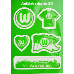VfL Wolfsburg 3D Aufkleberkarte 5er-Set Sticker Aufkleber