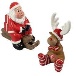Fortuna Düsseldorf Weihnachtsfigur 2er Set Zwerg mit Schlitten und Rentier F95