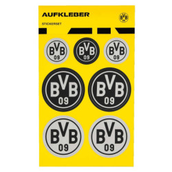 Borussia Dortmund Aufkleberkarte Logo 7er Set schwarz-silber Sticker Aufkleber BVB 09