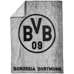 Borussia Dortmund Fleecedecke - Logo grau - Kuscheldecke Decke BVB 09