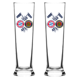 FC Bayern München Pilsstange - Doppellogo -  2er Set | Pilsglas | Bierglas | Glas FCB