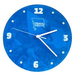 Hertha BSC Berlin Wanduhr - Fahnenmeer - Blau | Glas | Uhr | 30 cm | HBSCB