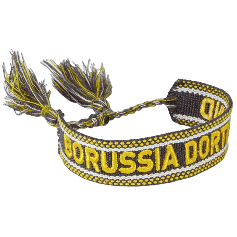 Borussia Dortmund Woven Armband mit Fransen schwarz-gelb Freundschaftsband | Band |Stoffarmband | BVB 09