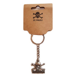 FC St. Pauli Schlüsselanhänger - Skull silber - Metall Anhänger Totenkopf Keychains
