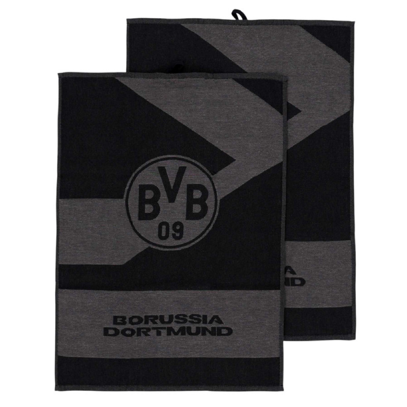 Borussia Dortmund Geschirrtuch 2er Set | Schwarz-Grau | Tuch | BVB 09