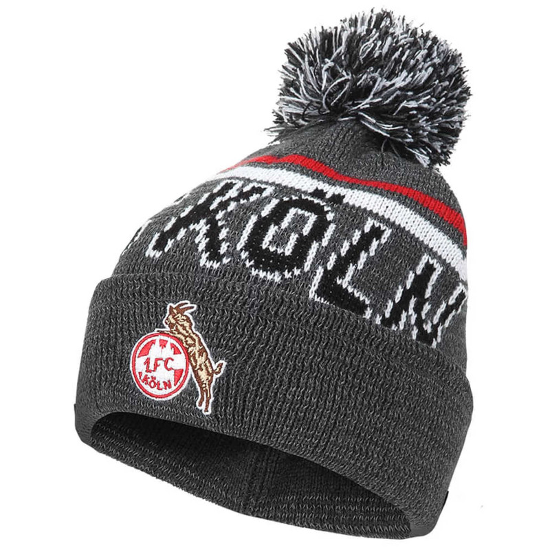 1. FC Köln Bommelmütze - Retro Reflective - anthrazit meliert Mütze mit Bommel | Strickmütze