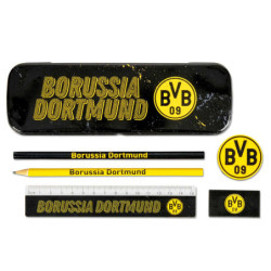 Borussia Dortmund Schreibset schwarz 6-teilig mit Metallbox | Schulset BVB 09