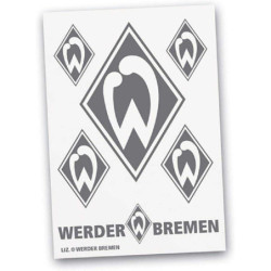 SV Werder Bremen  Aufkleberkarte - Raute - silber Aufkleber Sticker 6-teilig