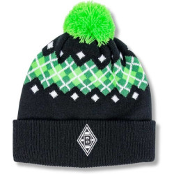 Borussia Mönchengladbach Fanmütze - Karo - Bommelmütze s-w-g Mütze BMG