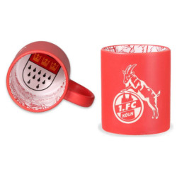 1. FC Köln Tasse - Logo Prägung - rot mit Innendekor Kaffeetasse Becher
