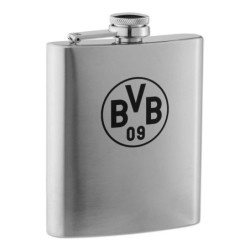 Borussia Dortmund Flachmann - Logo - silber | Taschenflasche | Edelstahl | Flasche | BVB 09