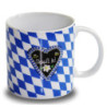 Oktoberfest O'zapft is! Tasse, Kaffeetasse, Porzellanbecher Brauns weiß-blau