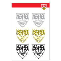 VfB Stuttgart Aufklebebogen - Wappen silber gold schwarz - 6er Set Aufkleber Sticker