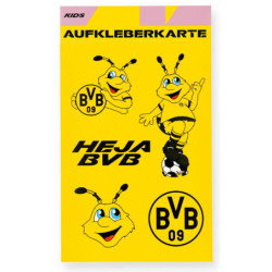 Borussia Dortmund Aufkleberkarte - Emma - 5tlg Aufkleber | Stickerkarte Kids | Sticker | BVB 09