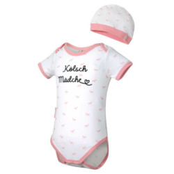 1. FC Köln Baby Set - Kölsch Mädche - 2teilig Babybody Mützchen - Gr, 62 bis 92