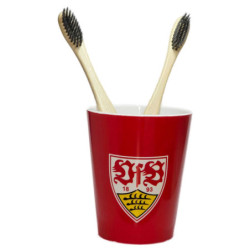 VfB Stuttgart Zahnpflege-Set  - 2 Zahnbürsten + 1 Zahnputzbecher -