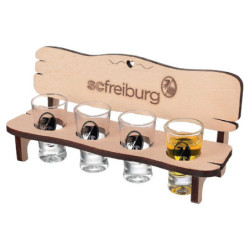 SC Freiburg Schnapsbank mit 4 Schnapsgläsern Shot Glas