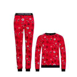 FC Bayern München Kinder Schlafanzug Rot Allover Pyjama langarm FCB - Gr. 116