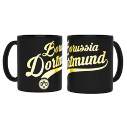 Borussia Dortmund Tasse - Metallic Schriftzug - Kaffeetasse Becher BVB 09