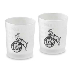 1. FC Köln Windlicht 2er Set transparent gefrostet Teelichtglas Kerzenglas