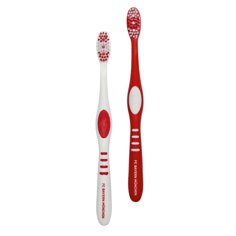 FC Bayern München Zahnbürste 2er Set medium rot-weiß toothbrush FCB