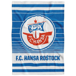 F.C. Hansa Rostock Veloursdecke - Logo -  gestreift Decke 150 x 200 cm Kuscheldecke
