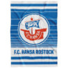F.C. Hansa Rostock Veloursdecke - Logo -  gestreift Decke 150 x 200 cm Kuscheldecke