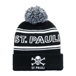 FC St. Pauli Bommelmütze  - Totenkopf St. Pauli - schwarz/weiß Mütze Strickmütze Wintermütze