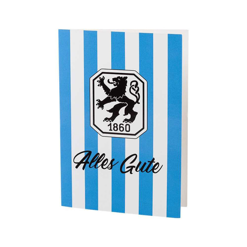 TSV 1860 München Grußkarte - Retro Streifen - Alles Gute Glückwunschkarte, Karte - plus Lesezeichen Wir lieben Fußball