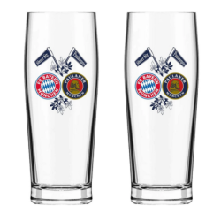 FC Bayern München Halbeglas - Doppellogo - 2er Set | Glas | 0.5 l Bierglas FCB