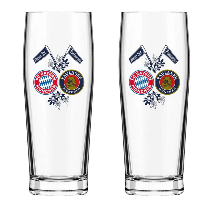 FC Bayern München Halbeglas - Doppellogo - 2er Set | Glas | 0.5 l Bierglas FCB
