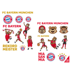 FC Bayern München 2er Set Aufkleberbogen - Maskottchen -  Aufkleber Set mit 22 Stickern FCB