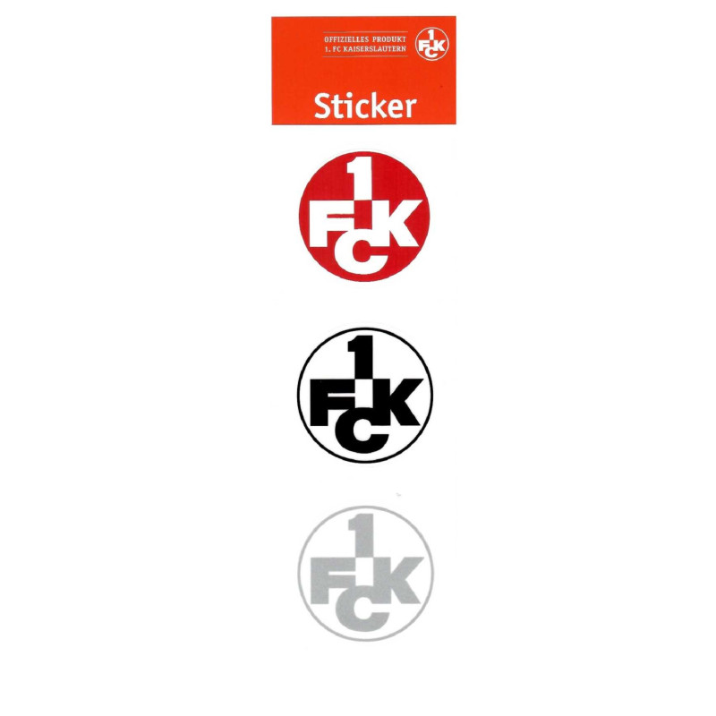 1. FC Kaiserslautern Sticker 3er Set - Logo rot-schwarz-silber - Aufkleber FCK