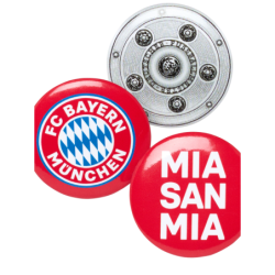 FC Bayern München Button 3er Set - Logo + Meisterschale + Mia San Mia - Anstecker Pin FCB