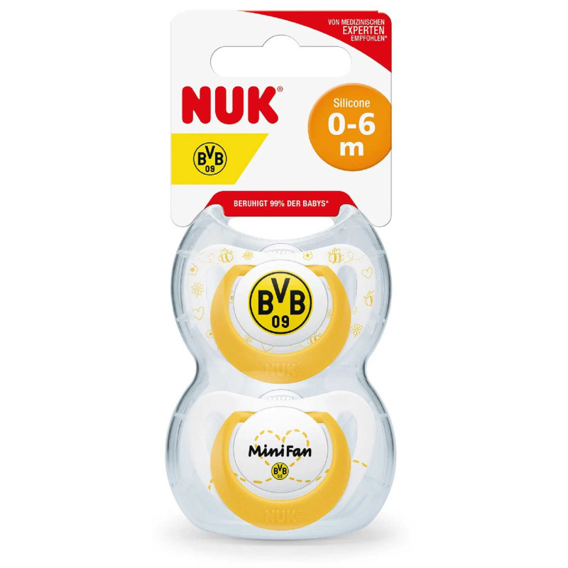 Borussia Dortmund NUK Schnuller 2er Set - Minifan - BVB-Schnullerset 0-6 Monate