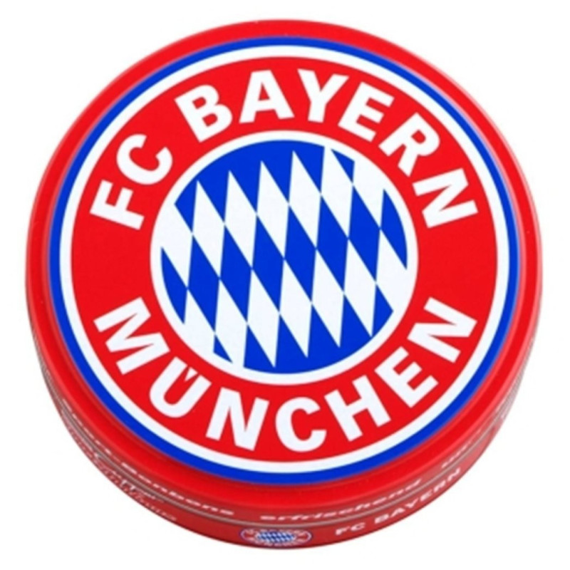 FC Bayern München Bonbons in dekorativer Metalldose, Kirsch- und Eisbonbongeschmack 200g Hartkaramelle FCB