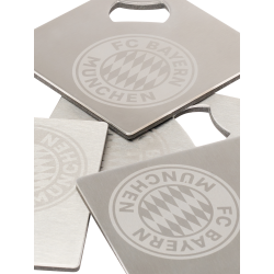 FC Bayern München Metalluntersetzer mit integriertem Flaschenöffner 4er-Set Untersetzer FCB